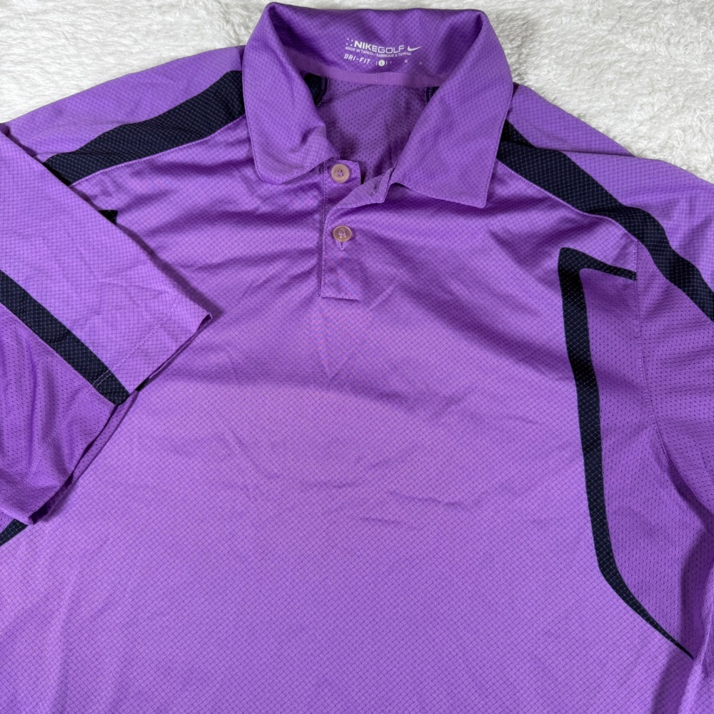 Nike Golf Dri-FIT Polo Mens L Purple 400836-525 s/s Button Up Mesh